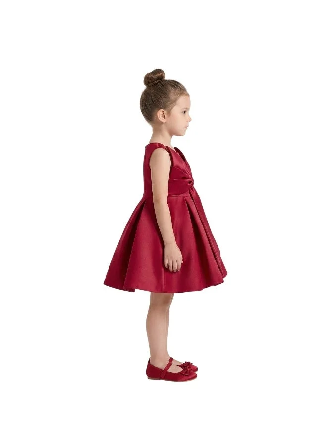 D'Daniela D' Daniela - Fluffy Party Dress with the Bow in front for Girls - Burgundy